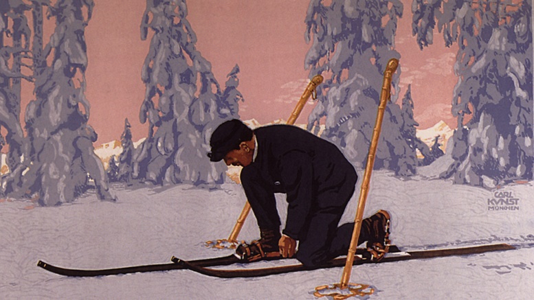 Carl Kunst: Plakat für ein Sportwarengeschäft (Detail), um 1910