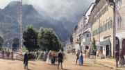 Rudolf von Alt: Die Esplanade in Ischl, 1840 (Ausschnitt).