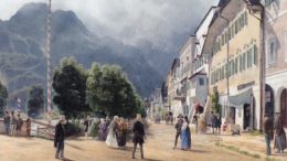 Rudolf von Alt: Die Esplanade in Ischl, 1840 (Ausschnitt).