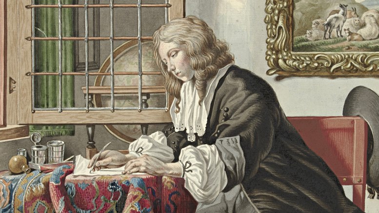 Jan Stolker (1724–1785): Schreibender junger Mann an einem Fenster (Rijksmuseum Amsterdam).