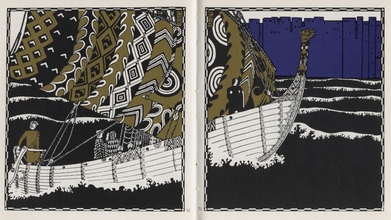 Carl Otto Czeschka, Illustration zu „Die Nibelungen“ erzählt von Franz Keim, erschienen im Verlag Gerlach und Wiedling, 1909