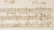 Ausschnitt aus dem Autographen von W.A. Mozarts Vertonung des Goethe-Gedichts „Das Veilchen“ (British Library)