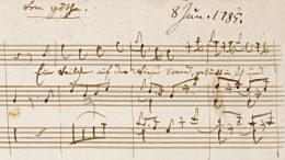 Ausschnitt aus dem Autographen von W.A. Mozarts Vertonung des Goethe-Gedichts „Das Veilchen“ (British Library)