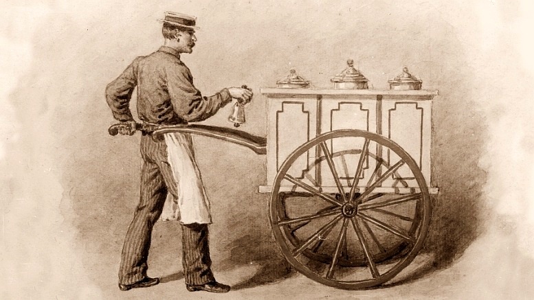 Gustav Zafaurek, Gefrorenes-Verkäufer, um 1880 (Österr. Nationalbibliothek, Bildarchiv Austria)