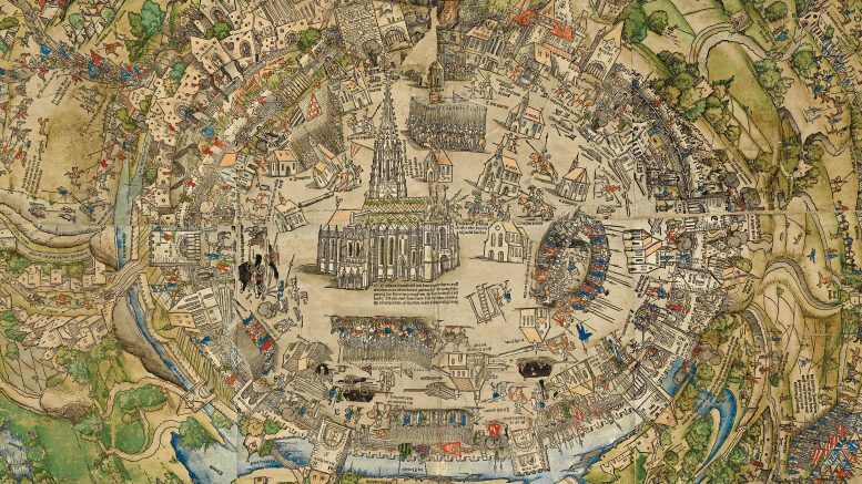 Niklas Meldemann (Verleger), Hans Sebald Beham (Holzschneider): Rundansicht der Stadt Wien zur Zeit der Ersten Türkenbelagerung 1529/1530, Wien Museum (Ausschnitt)