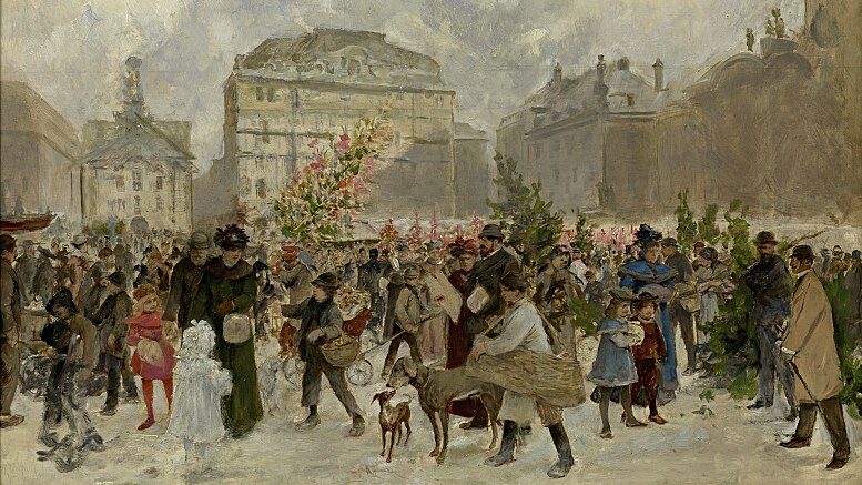 Ausschnitt aus: Ernst Juch, Christkindlmarkt am Hof, um 1900. © Foto: Birgit und Peter Kainz / Wien Museum