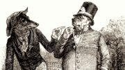Illustration von Jean-Jacques Grandville (1803-1847) zur Fabel „Der Wolf und der Fuchs“