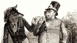 Illustration von Jean-Jacques Grandville (1803-1847) zur Fabel „Der Wolf und der Fuchs“