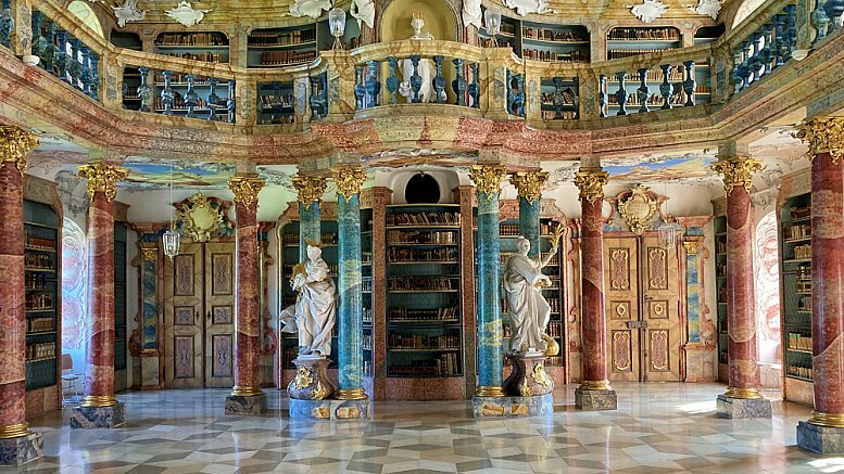 Klosterbibliothek Wiblingen. Alle Fotos in diesem Beitrag © B. Denscher
